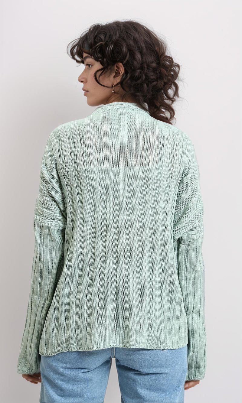 R214918 - Ribbed Knit Relaxed Fit Pullover - Light Mint