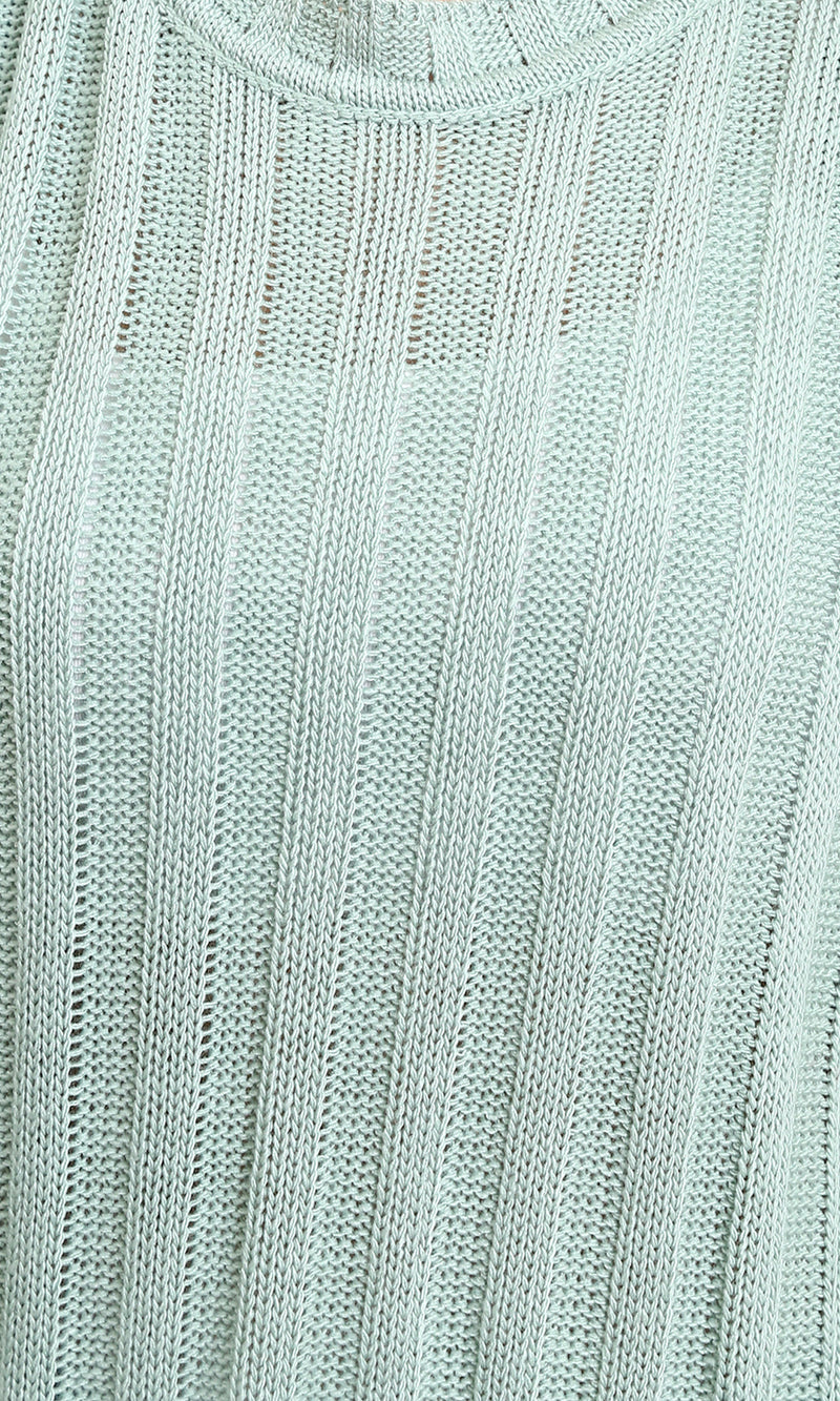 R214918 - Ribbed Knit Relaxed Fit Pullover - Light Mint