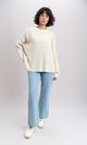 R214919 - Ribbed Knit Relaxed Fit Pullover - Light Beige