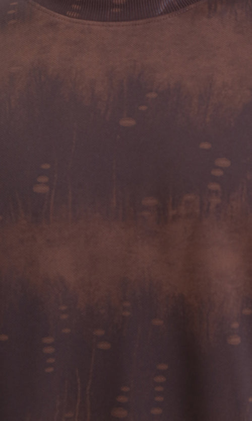 R214927 - Patterned Long Sleeves Comfy Sweatshirt - Brown