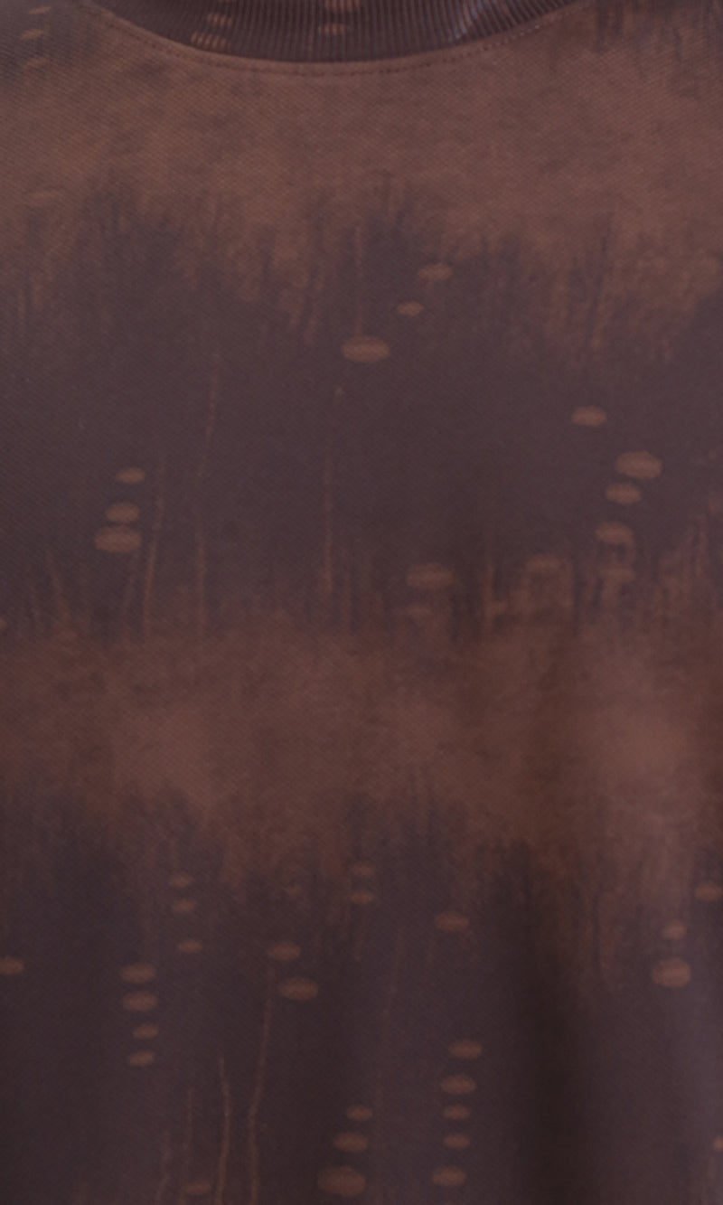 R214927 - Patterned Long Sleeves Comfy Sweatshirt - Brown