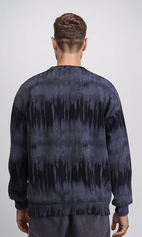 R214929 - Patterned Long Sleeves Comfy Sweatshirt - Black