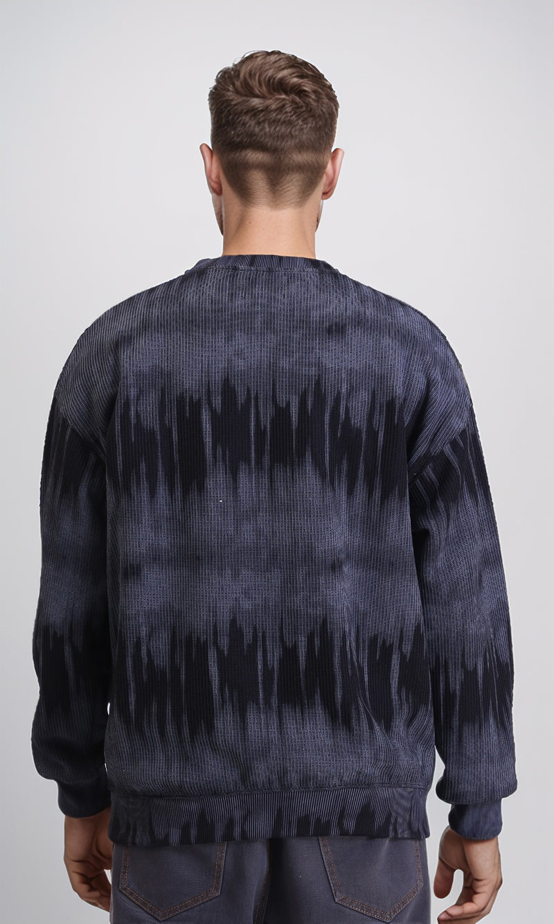 R214929 - Patterned Long Sleeves Comfy Sweatshirt - Black