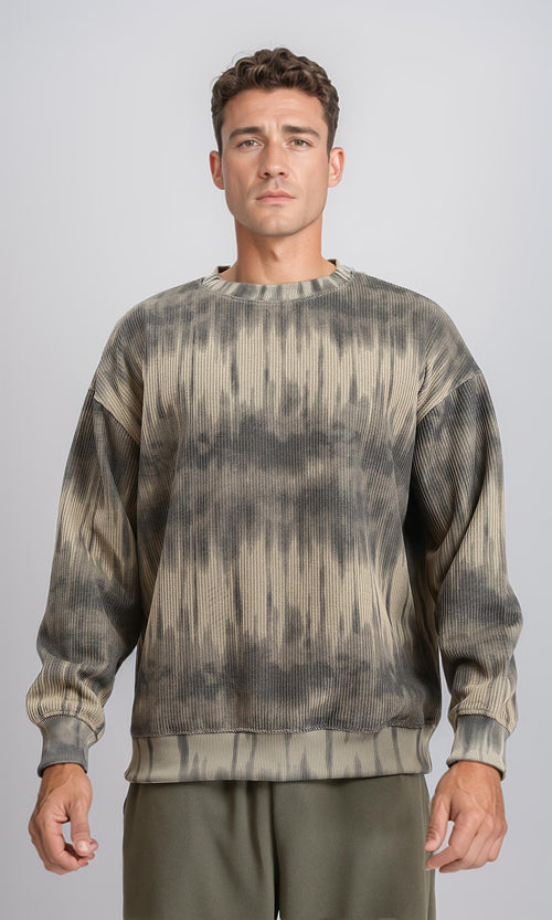 R214930 - Long Sleeves Winter Patterned Sweatshirt - Beige & Black