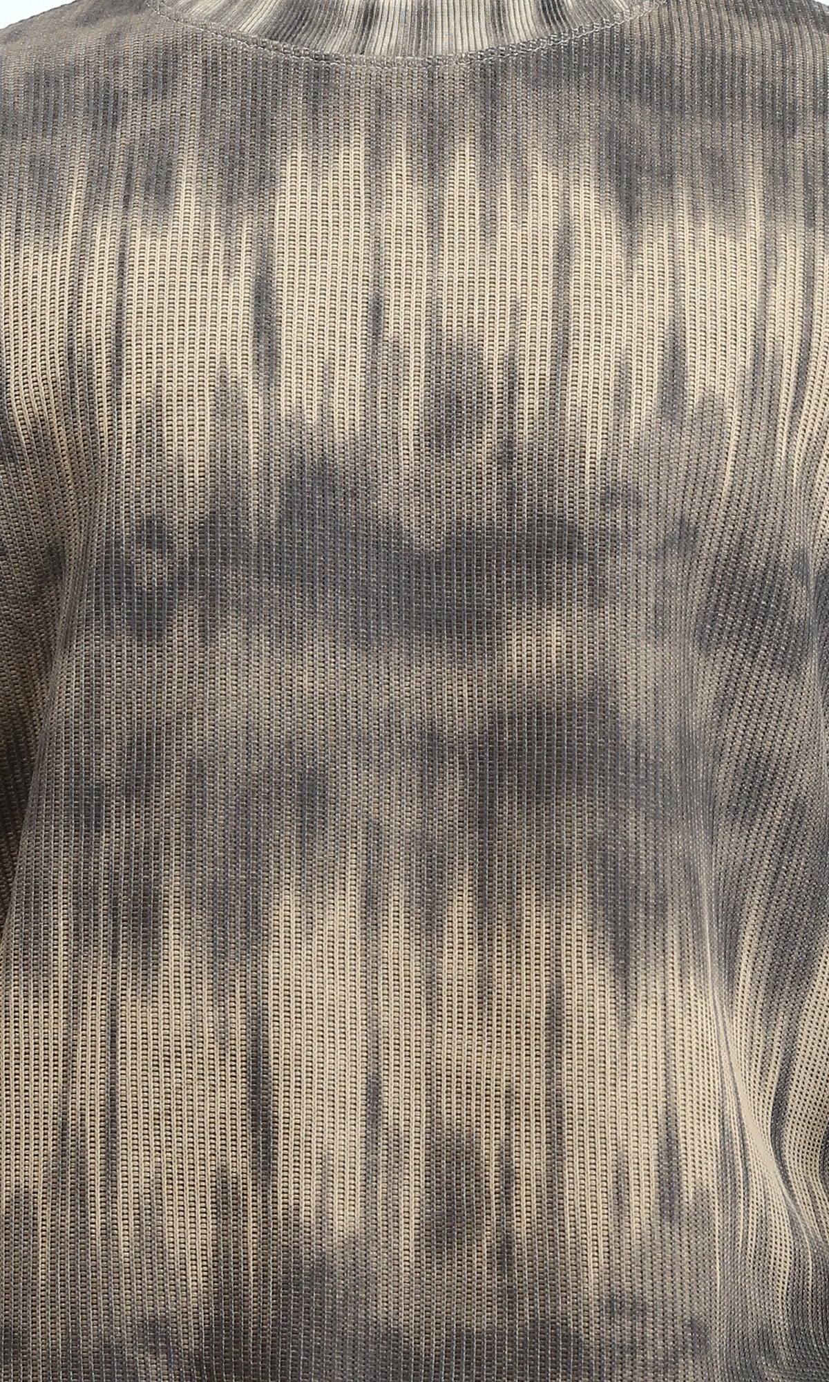 R214930 - Long Sleeves Winter Patterned Sweatshirt - Beige & Black