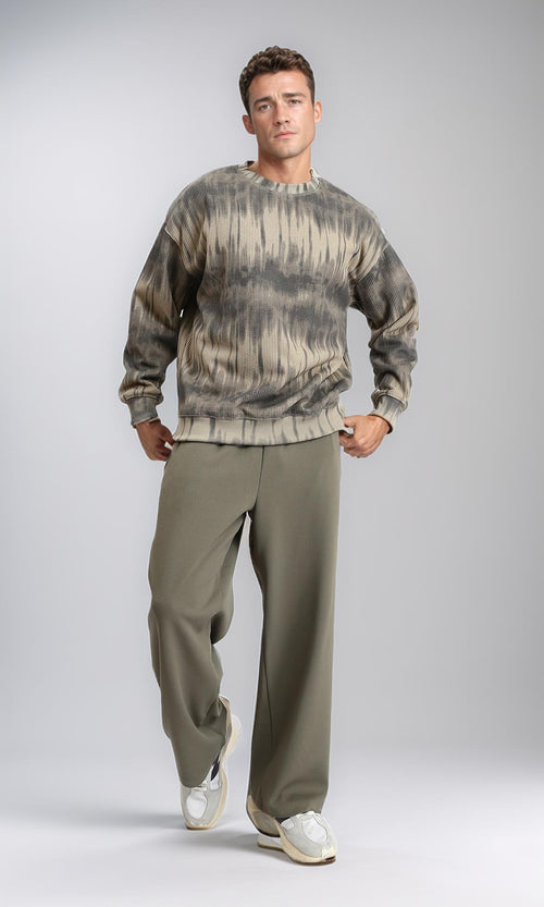 R214930 - Long Sleeves Winter Patterned Sweatshirt - Beige & Black