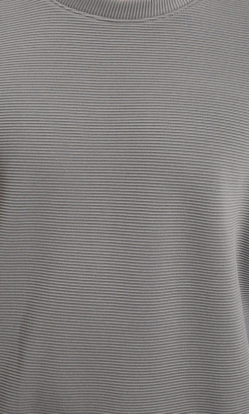 R214979 - Ribbed Diagonal Crew Neck Sweatshirt - Dark Grey