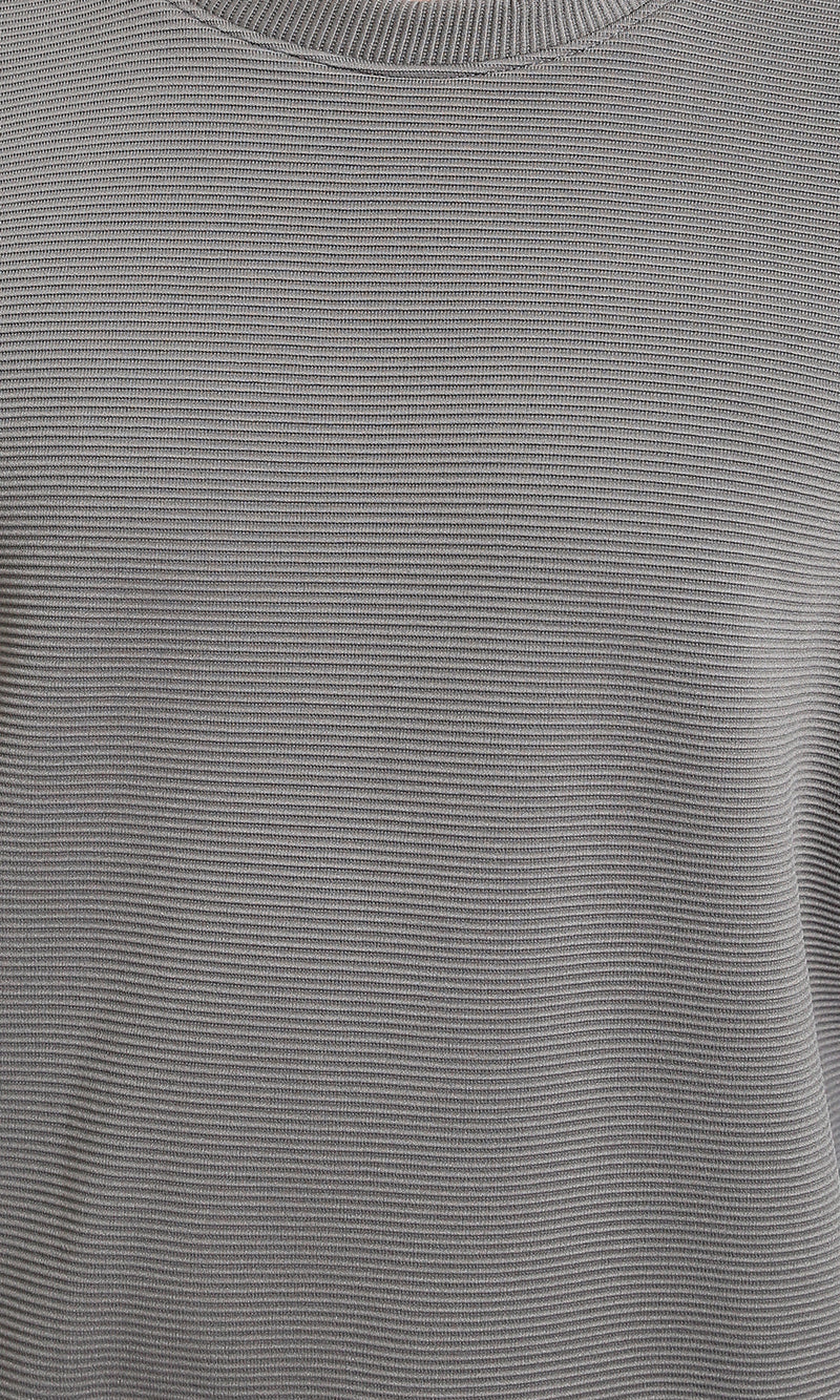 R214979 - Ribbed Diagonal Crew Neck Sweatshirt - Dark Grey