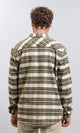 R215009 - Buttons Down Checkered Long Sleeve Shirt - Beige & Black