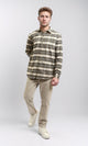 R215009 - Buttons Down Checkered Long Sleeve Shirt - Beige & Black