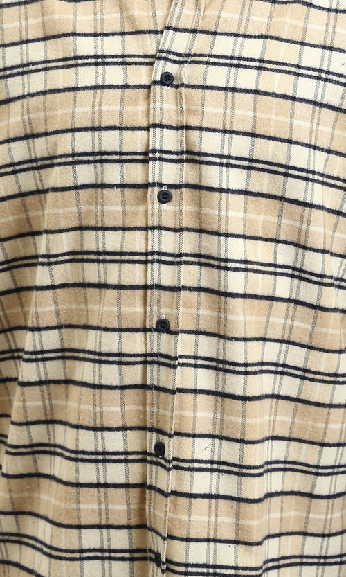 R215012 - Regular Fit Buttoned Plaid Shirt - Beige & Black