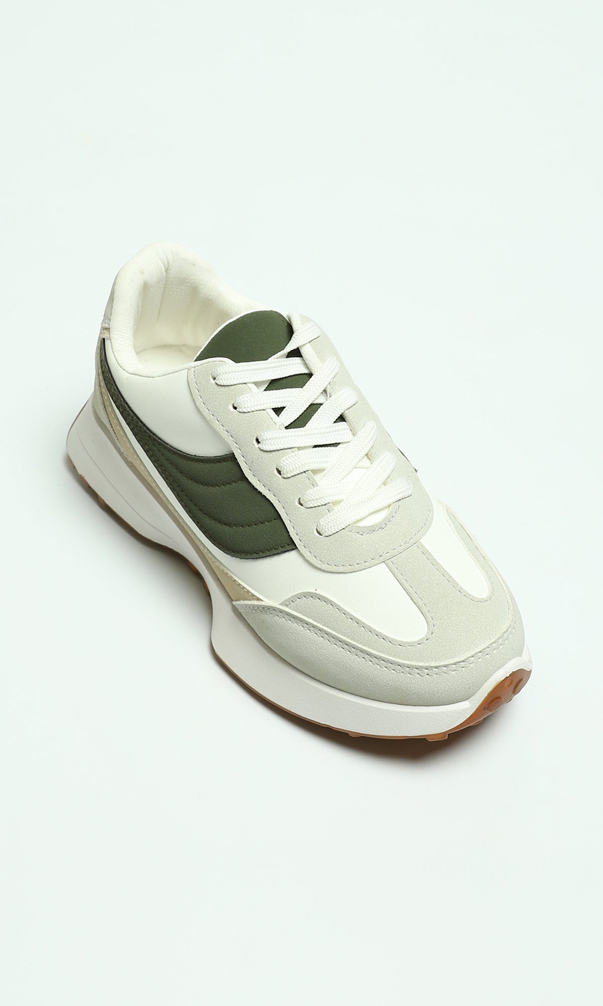 Women's Casual Retro-Inspired Chunky Sneakers - Sage & Off-White - R215018
