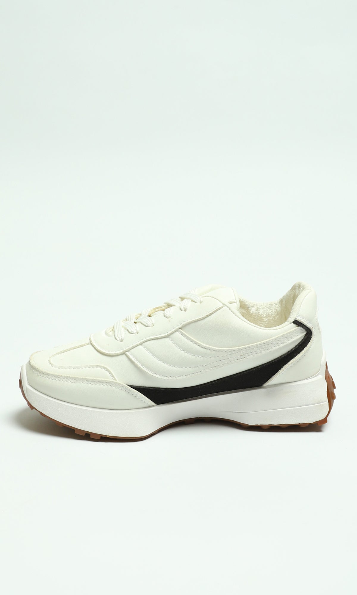 Casual White Platform Sneakers With Black Accents