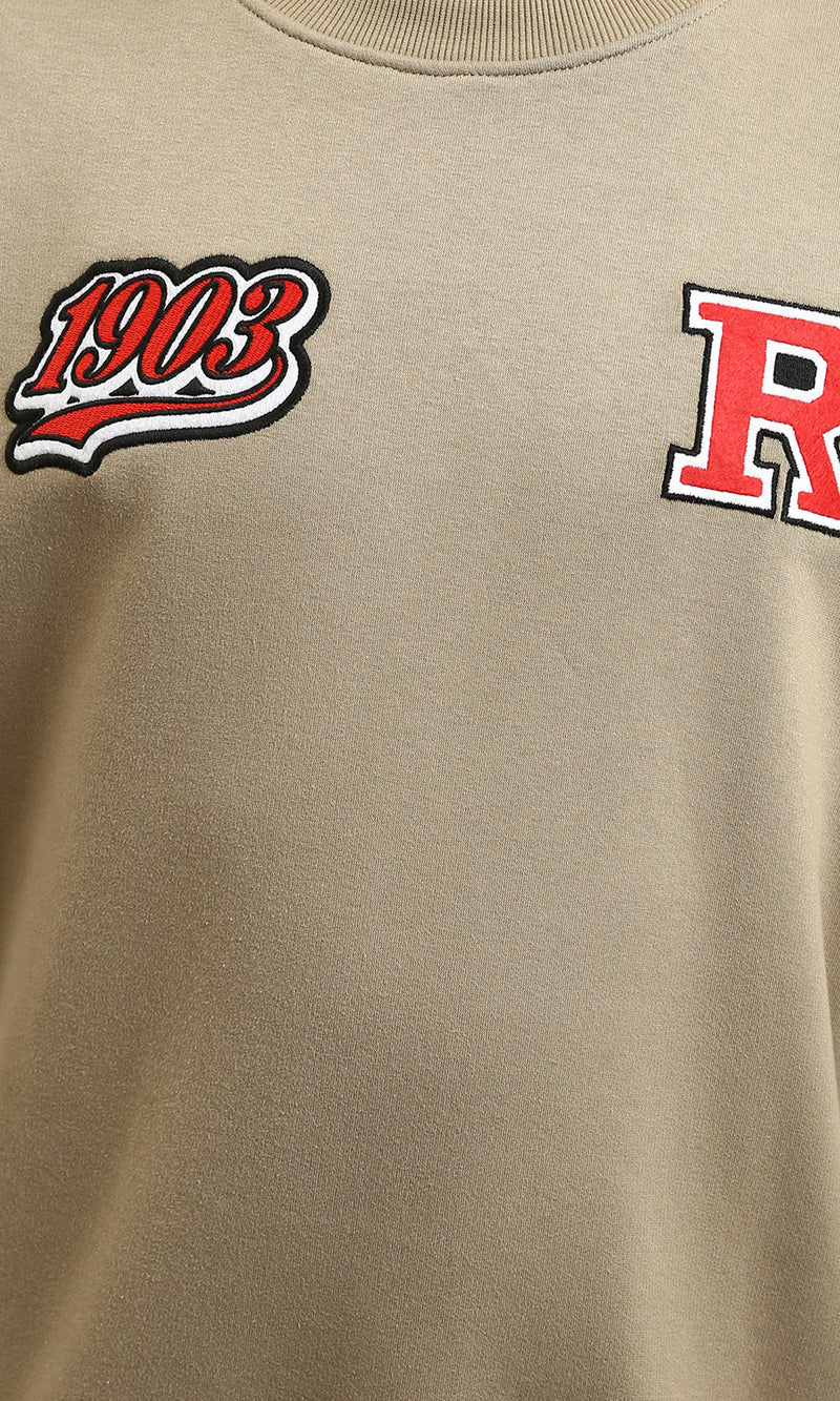 R215073 - Relaxed Fit Sweatshirt with Multiple Patches - Light Coffee