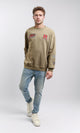 R215073 - Relaxed Fit Sweatshirt with Multiple Patches - Light Coffee