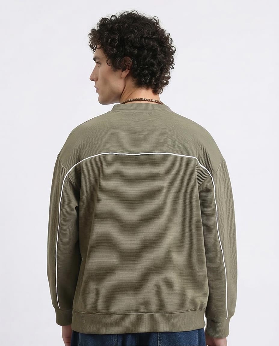 Ravin Men’s Ribbed Oversized Sweatshirt – Moss Green - R215077