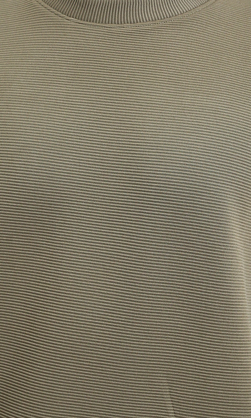 R215077 - Ribbed Diagonal Crew Neck Sweatshirt - Olive