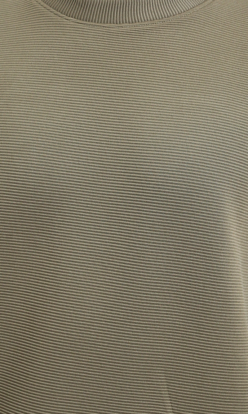 R215077 - Ribbed Diagonal Crew Neck Sweatshirt - Olive