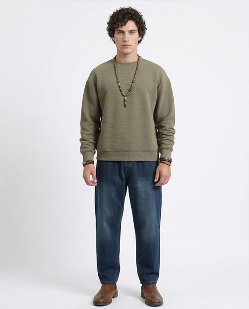 Ravin Men’s Ribbed Oversized Sweatshirt – Moss Green - R215077