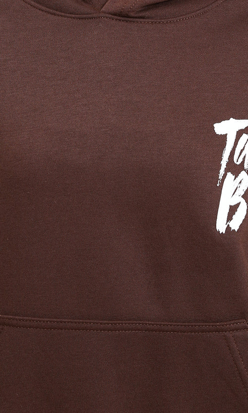 R215082 - Printed "Taddy Bear" Slip On Hoodie - Dark Brown