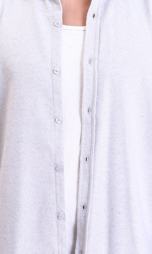 R215085 - Long Sleeves Casual Winter Shirt - Light Grey