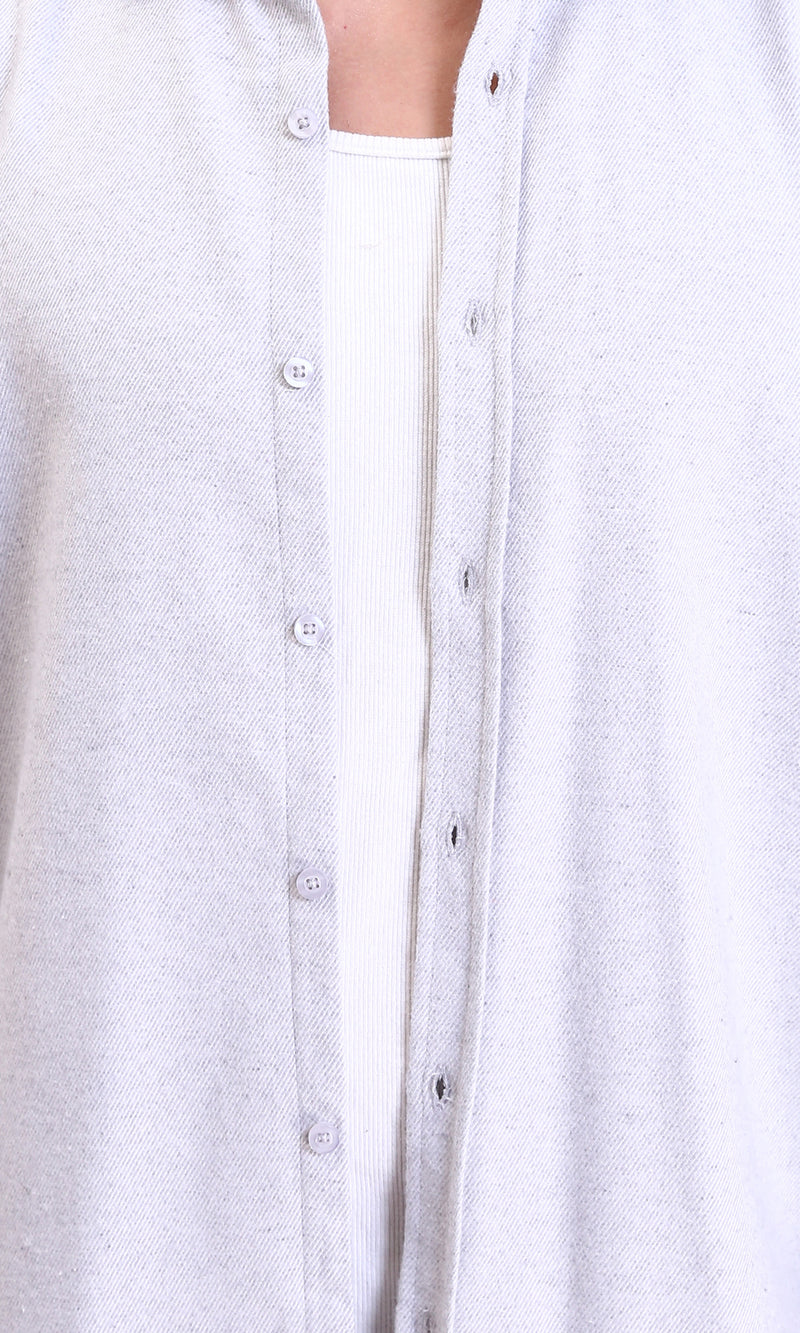 R215085 - Long Sleeves Casual Winter Shirt - Light Grey