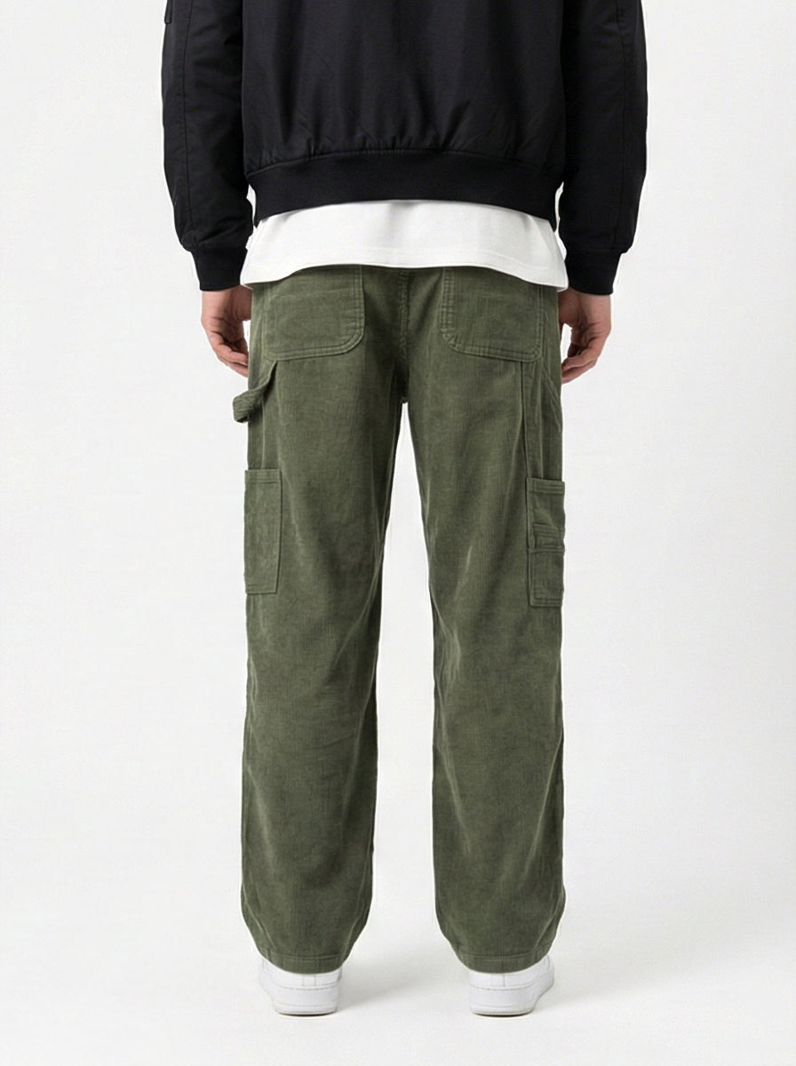 Olive Green Corduroy Carpenter Trousers - R215103