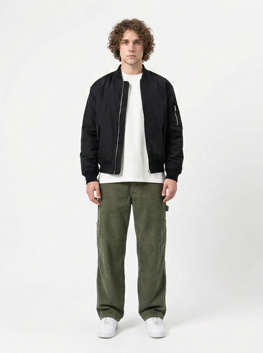 Olive Green Corduroy Carpenter Trousers - R215103