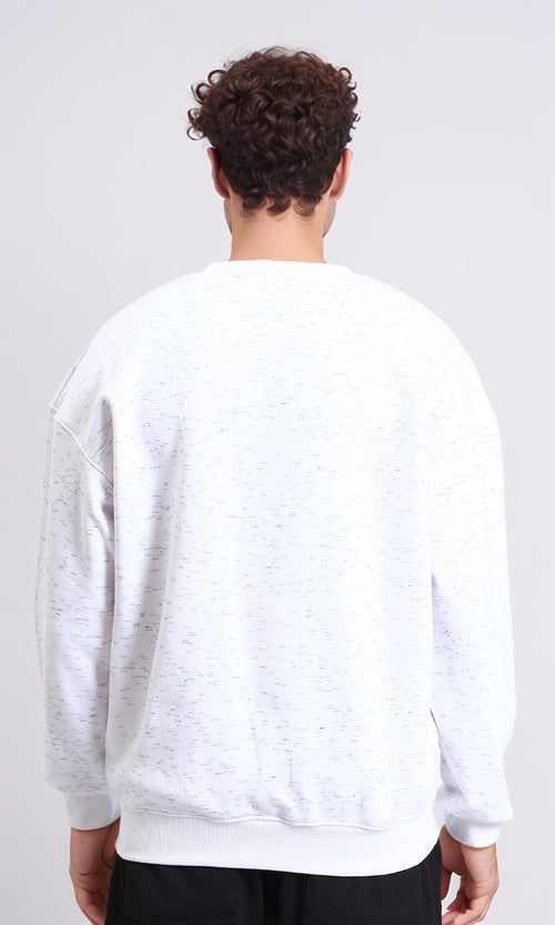 R215110 - Printed Long Sleeves Casual Sweatshirt - Heather Off-White