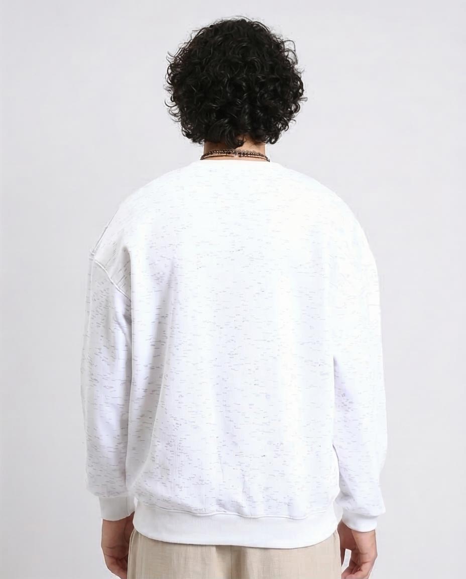 Ravin | "Just Vibing Here" Oversized Graphic Sweatshirt - Heather Off-White - R215110