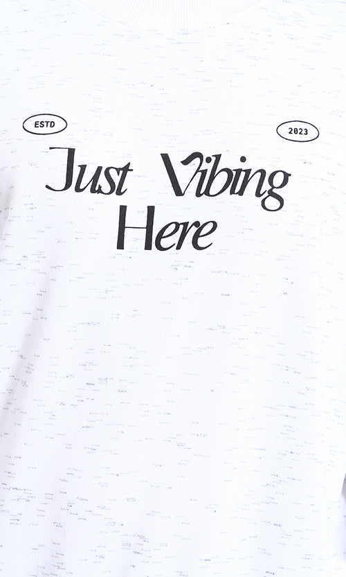 R215110 - Printed Long Sleeves Casual Sweatshirt - Heather Off-White