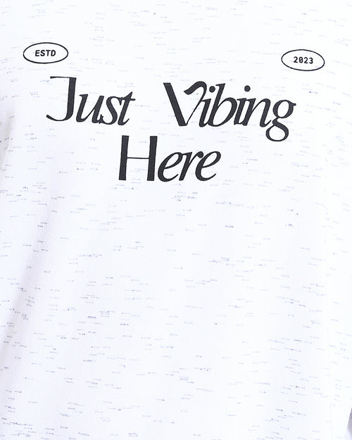 Ravin | "Just Vibing Here" Oversized Graphic Sweatshirt - Heather Off-White - R215110