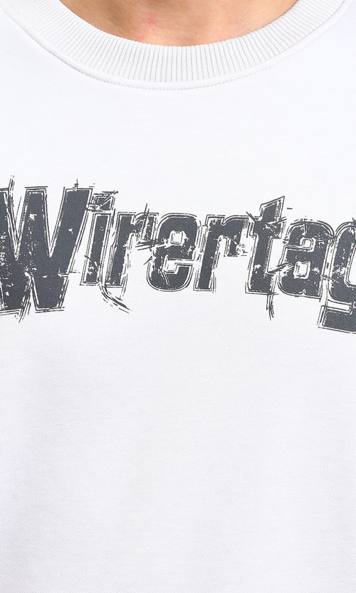R215111 - Printed "Wirertag" Crew Neck Sweatshirt - Light Grey