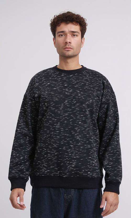 R215112 - Crew Neck Regular Fit Casual Sweatshirt - Heather Black