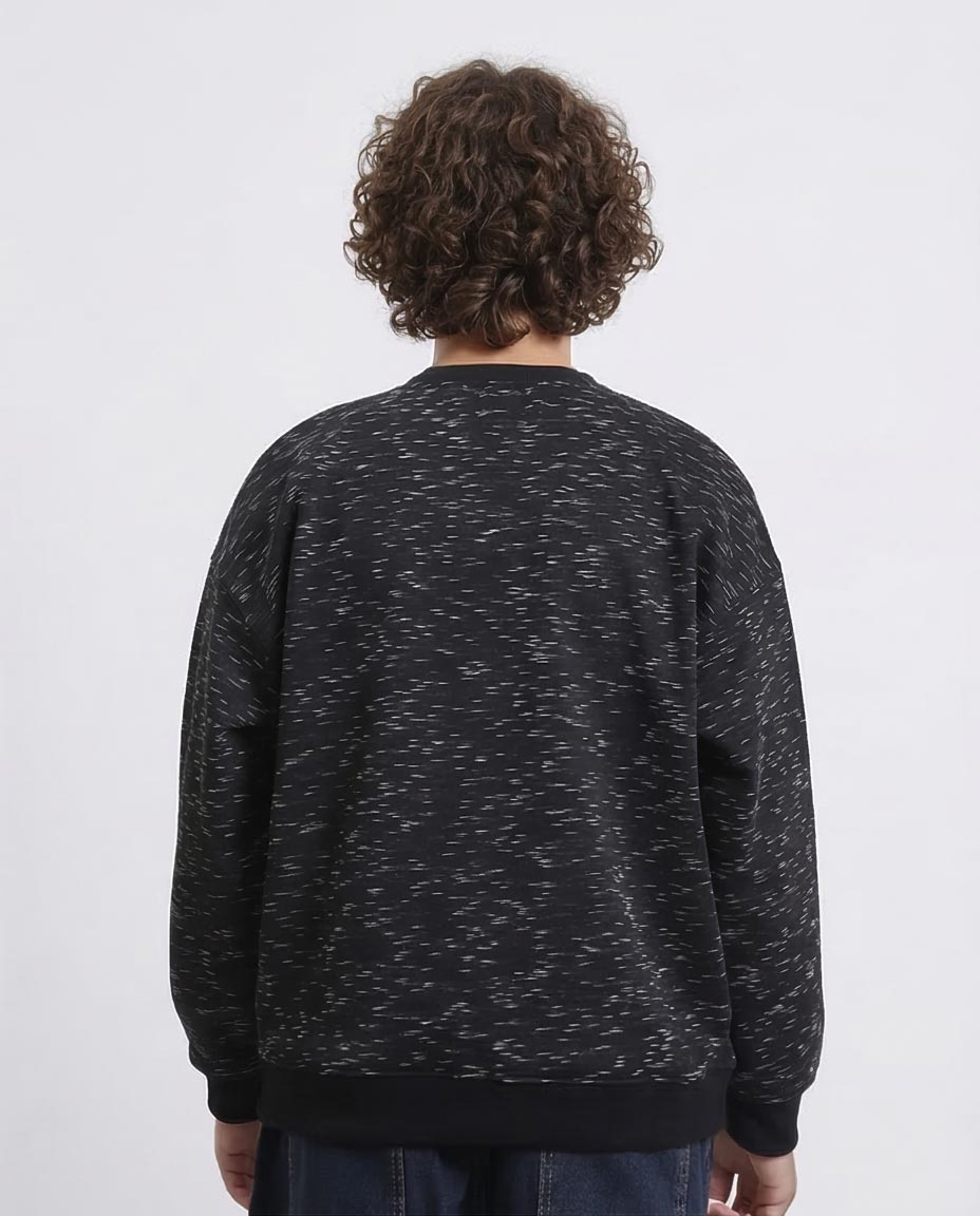 Ravin Men's Melange Knit Oversized Sweatshirt - Heather Black - R215112
