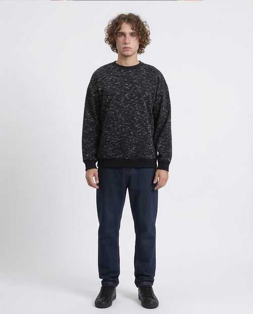 Ravin Men's Melange Knit Oversized Sweatshirt - Heather Black - R215112