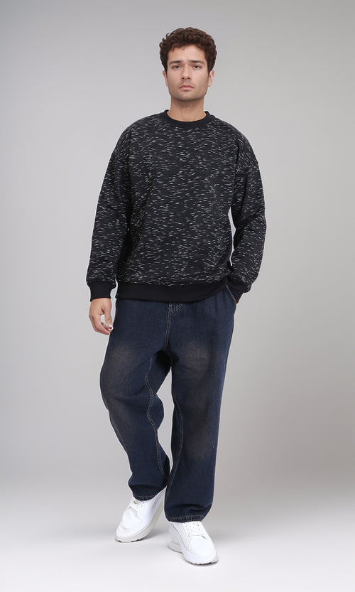 R215112 - Crew Neck Regular Fit Casual Sweatshirt - Heather Black