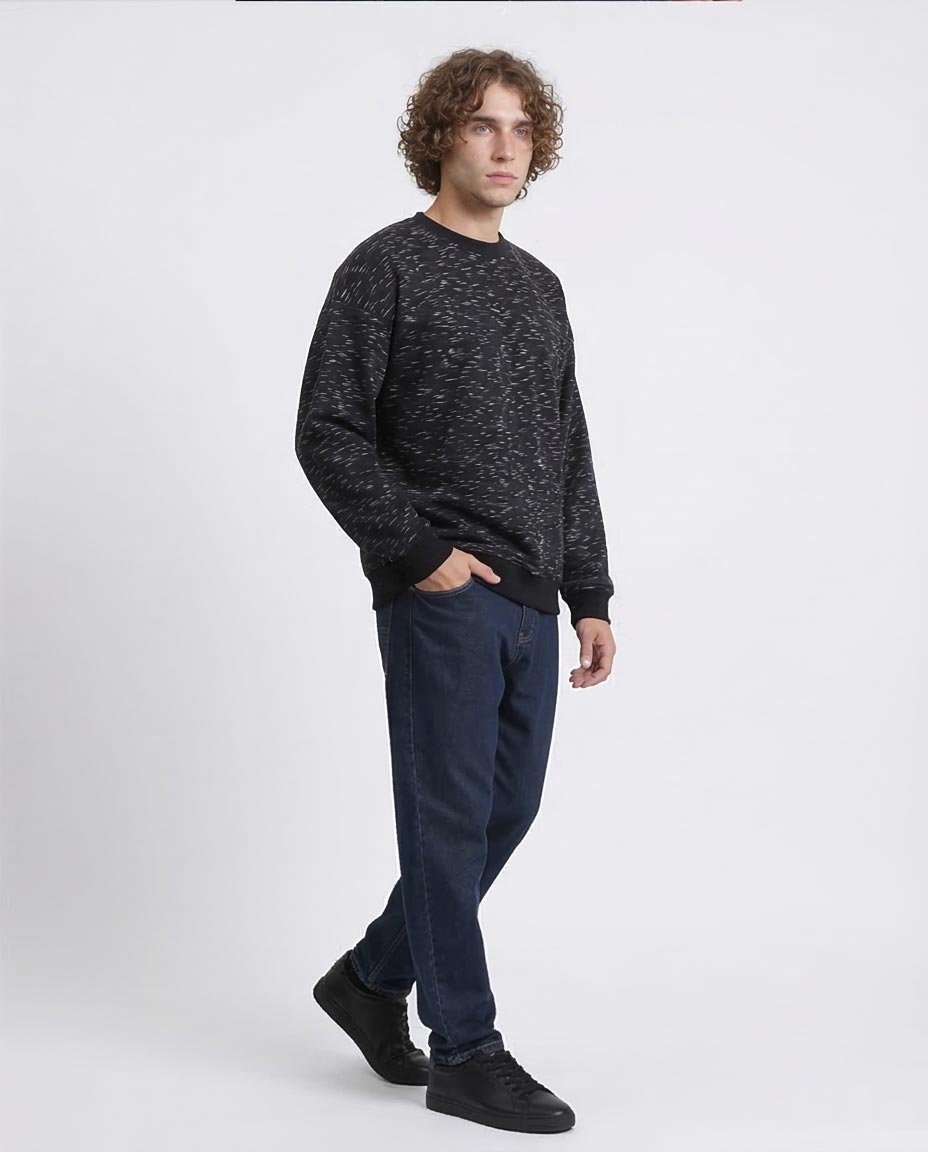 Ravin Men's Melange Knit Oversized Sweatshirt - Heather Black - R215112