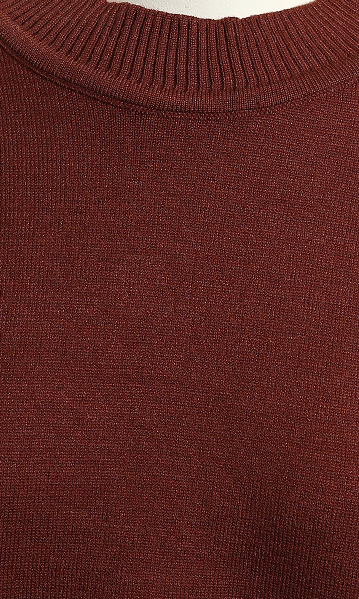 Essential Ribbed-Hem Pullover in Terracotta