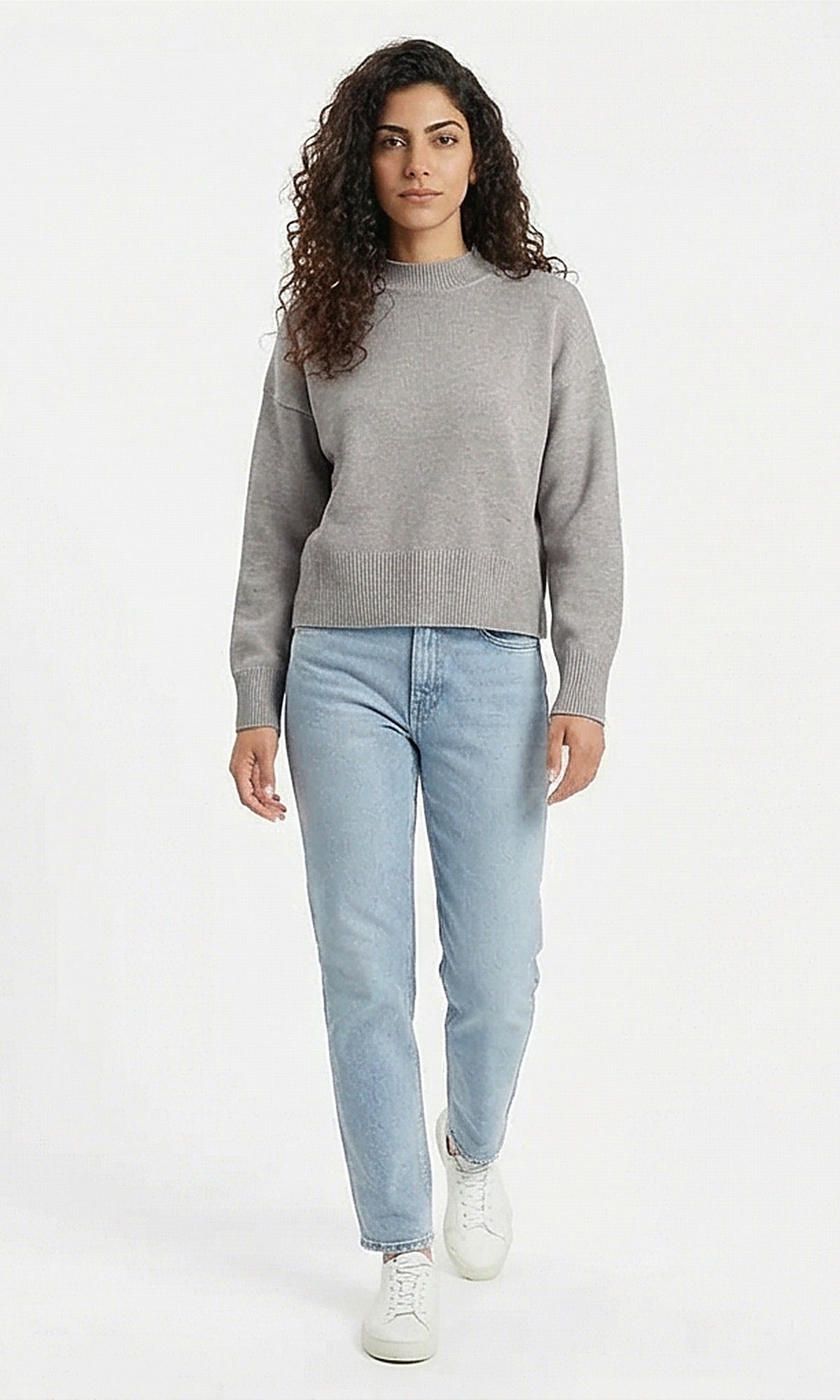 Essential Heather Grey Mock Neck Pullover