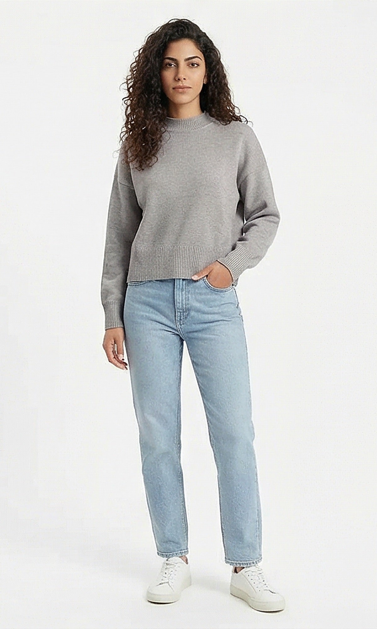 Essential Heather Grey Mock Neck Pullover