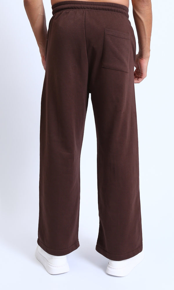 R215215 - Relaxed-Fit Drawstring Pants with Front Seams - Dark Brown