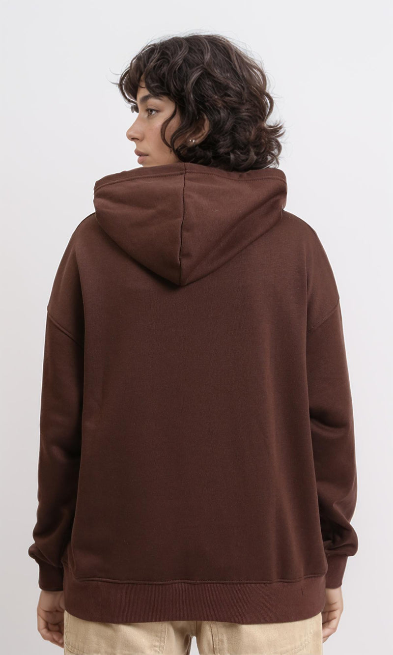 R215218 - Slip On Solid Basic Hoodie - Dark Brown