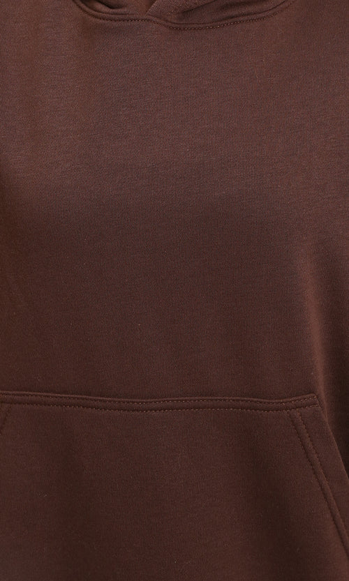 R215218 - Slip On Solid Basic Hoodie - Dark Brown