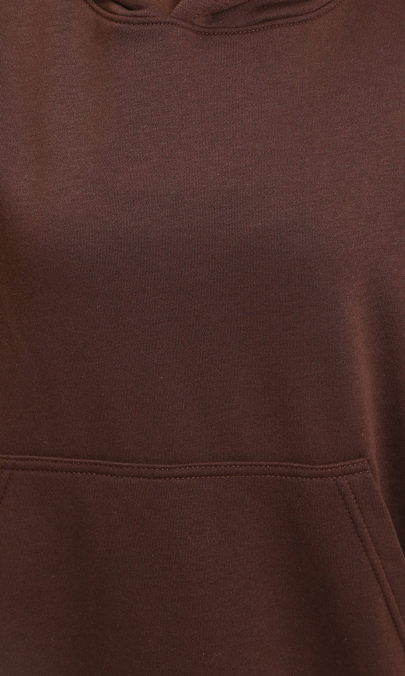 R215218 - Slip On Solid Basic Hoodie - Dark Brown