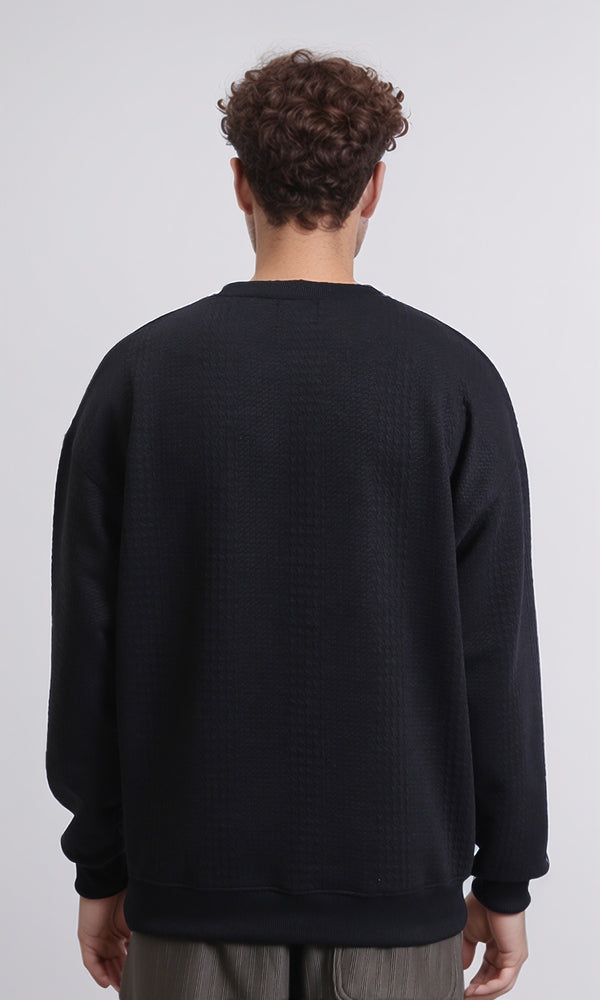 R215241 - Patterned Slip On Sweatshirt with Hem - Black