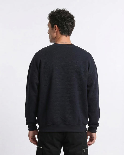 Ravin Men's Herringbone Textured Relaxed-Fit Crewneck Sweater - Black - R215241