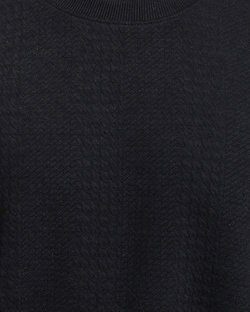 Ravin Men's Herringbone Textured Relaxed-Fit Crewneck Sweater - Black - R215241