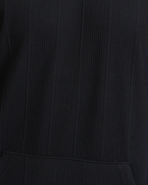 Ravin Men's Oversized Micro-Ribbed Heavyweight Hoodie – Charcoal Black - R215244