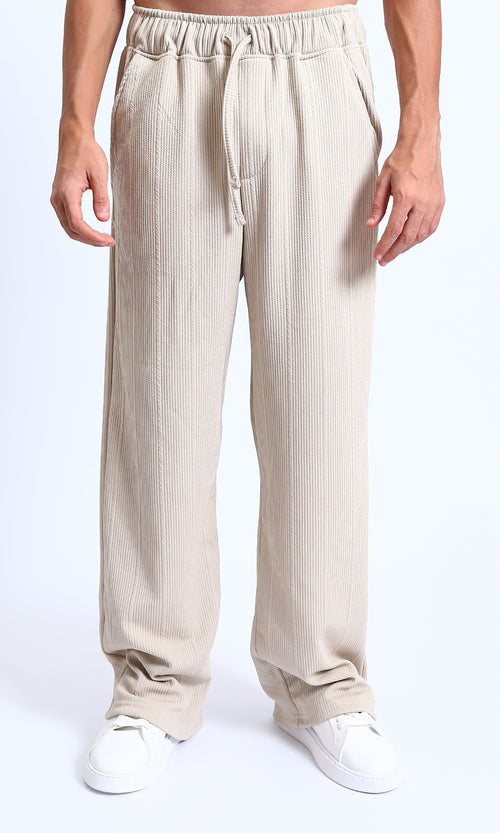 R215247 - Seams Comfy Drawstring Pants - Light Beige
